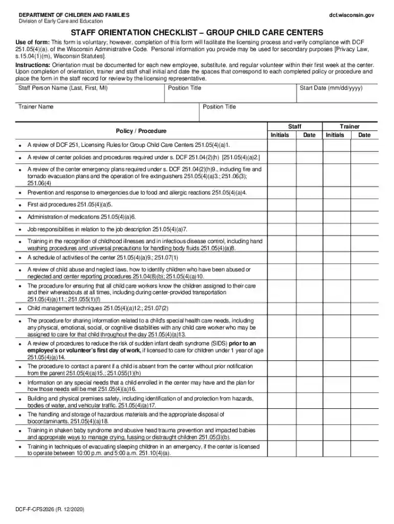 staff orientation and development record Preview on Page 1