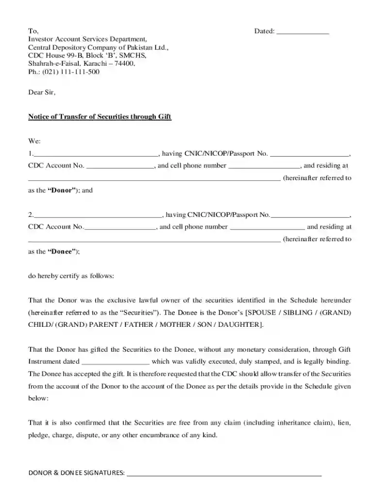 To, Dated: Investor Account Services Department, Central Preview on Page 1