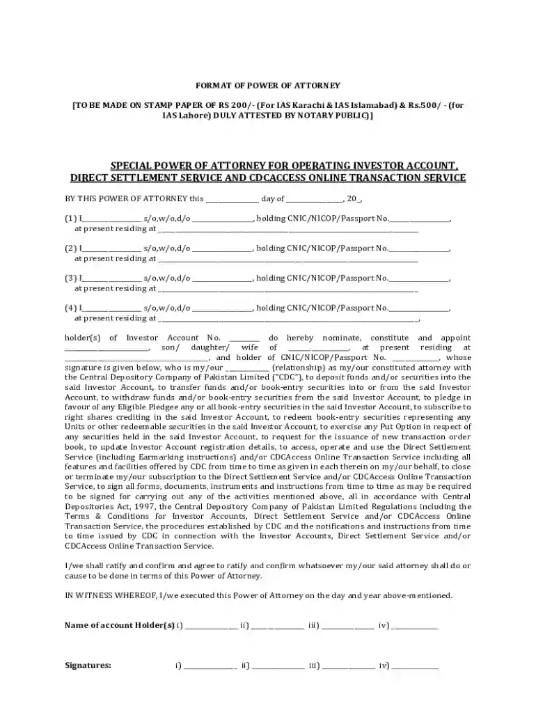 pakistan format power attorney Preview on Page 1