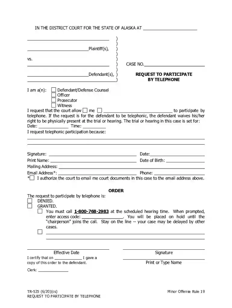 PDF TR-525 Request for Telephone Participation Preview on Page 1