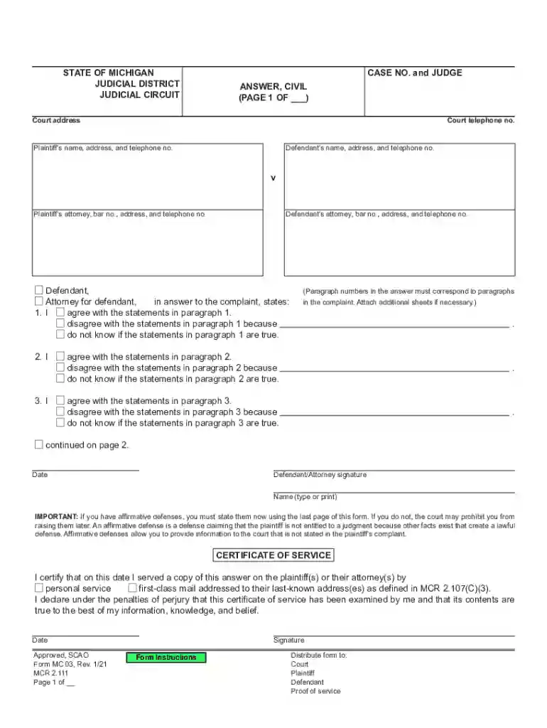 michigan civil court forms Preview on Page 1