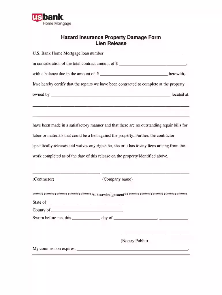 Hazard Insurance Lien Release Form Preview on Page 1