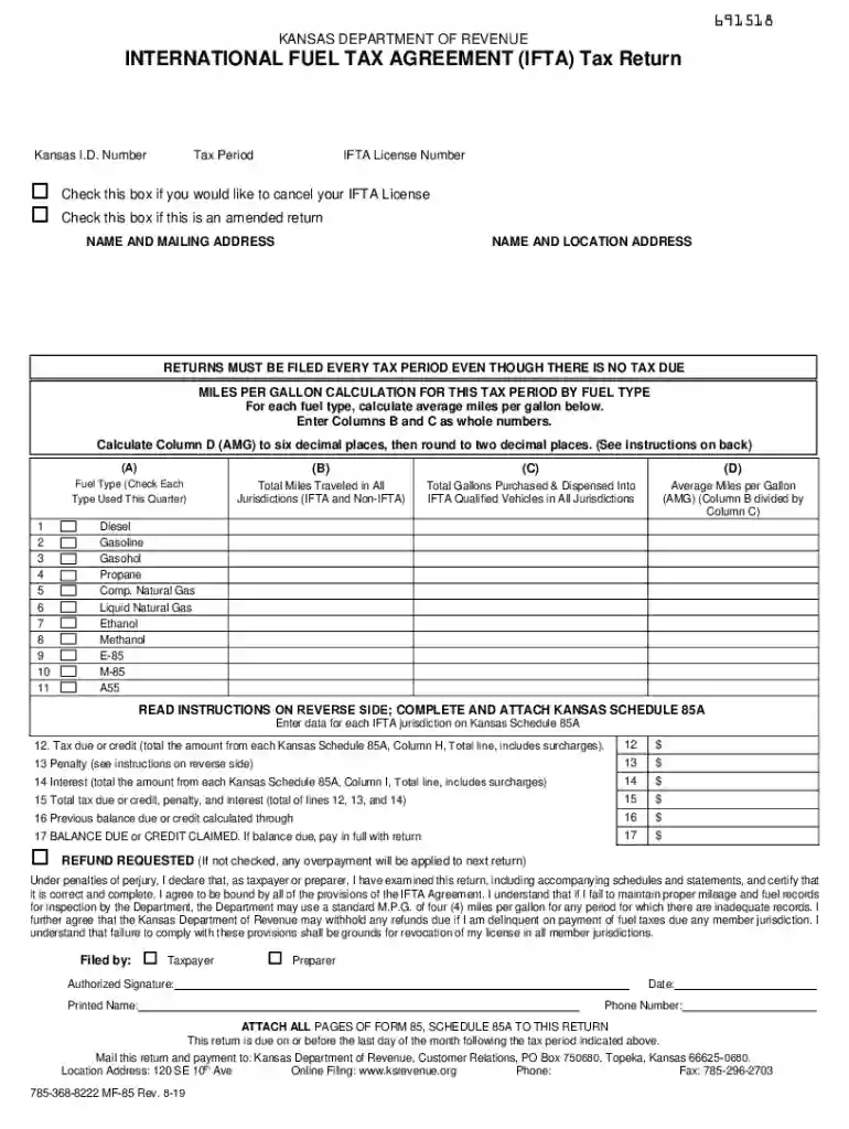 Kansas Department Of Revenue International Fuel Tax Agreement Preview on Page 1
