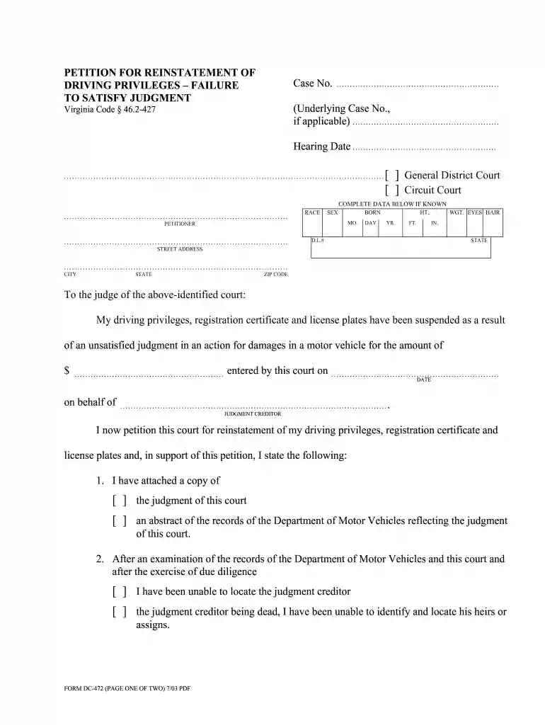 sample letter to judge to get license back pdf Preview on Page 1