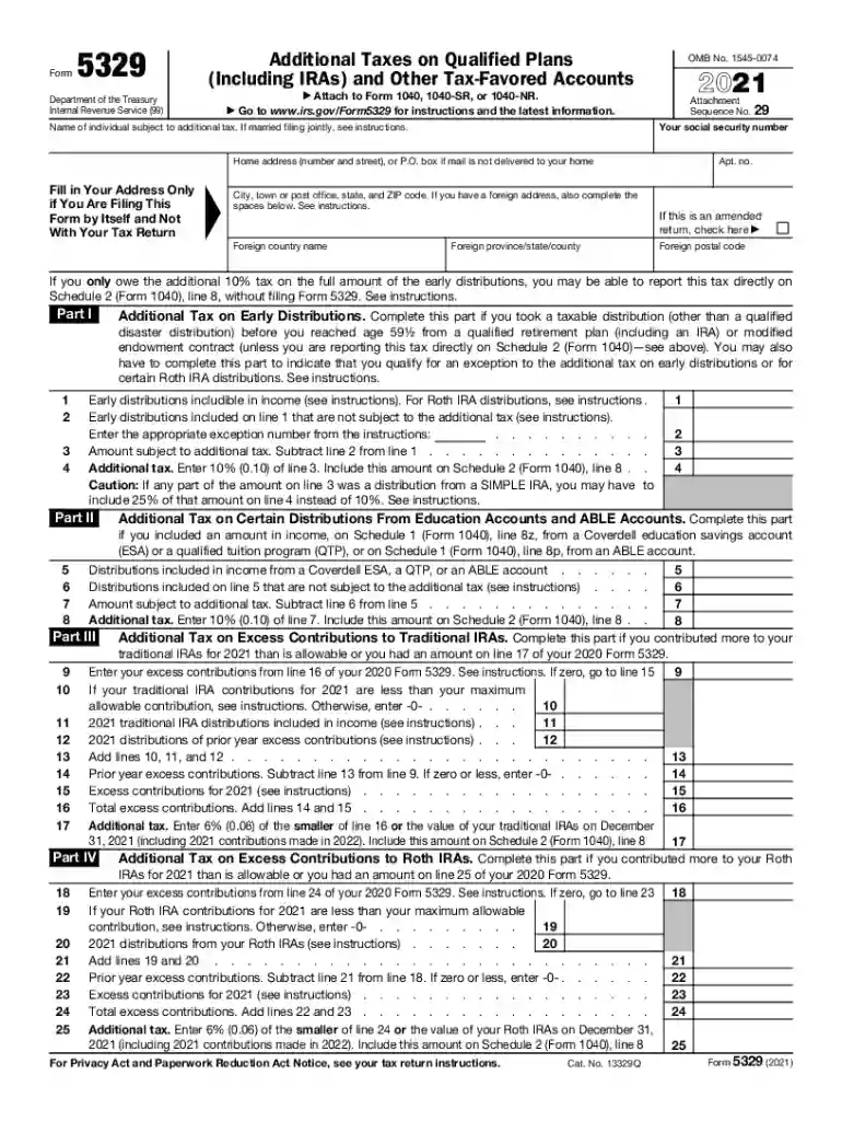 form 5329 pdf Preview on Page 1