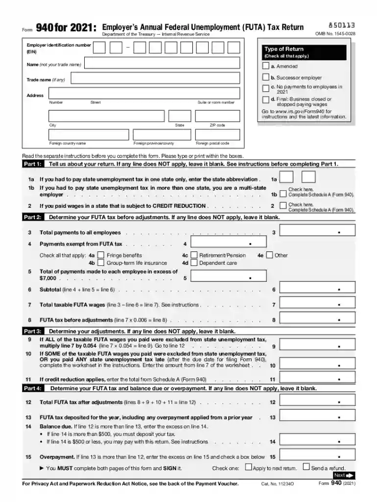 form 940 2021 Preview on Page 1