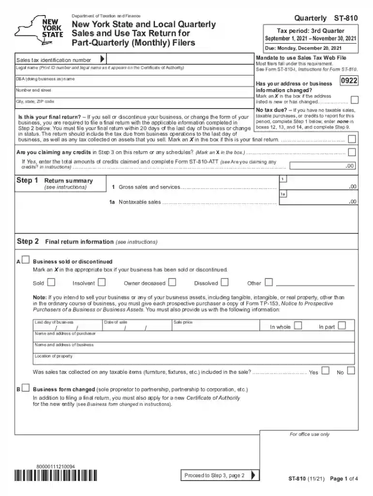 nys quarterly sales tax Preview on Page 1