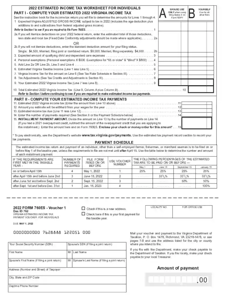 2022 form 760es Preview on Page 1