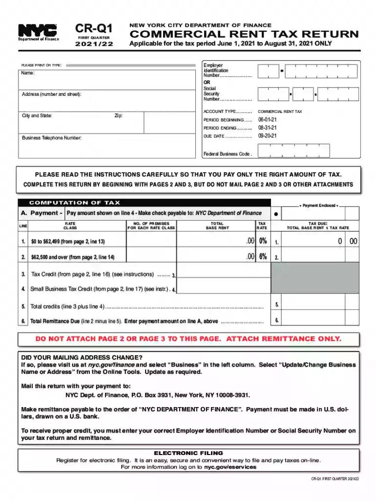 nyc commercial rent tax form Preview on Page 1