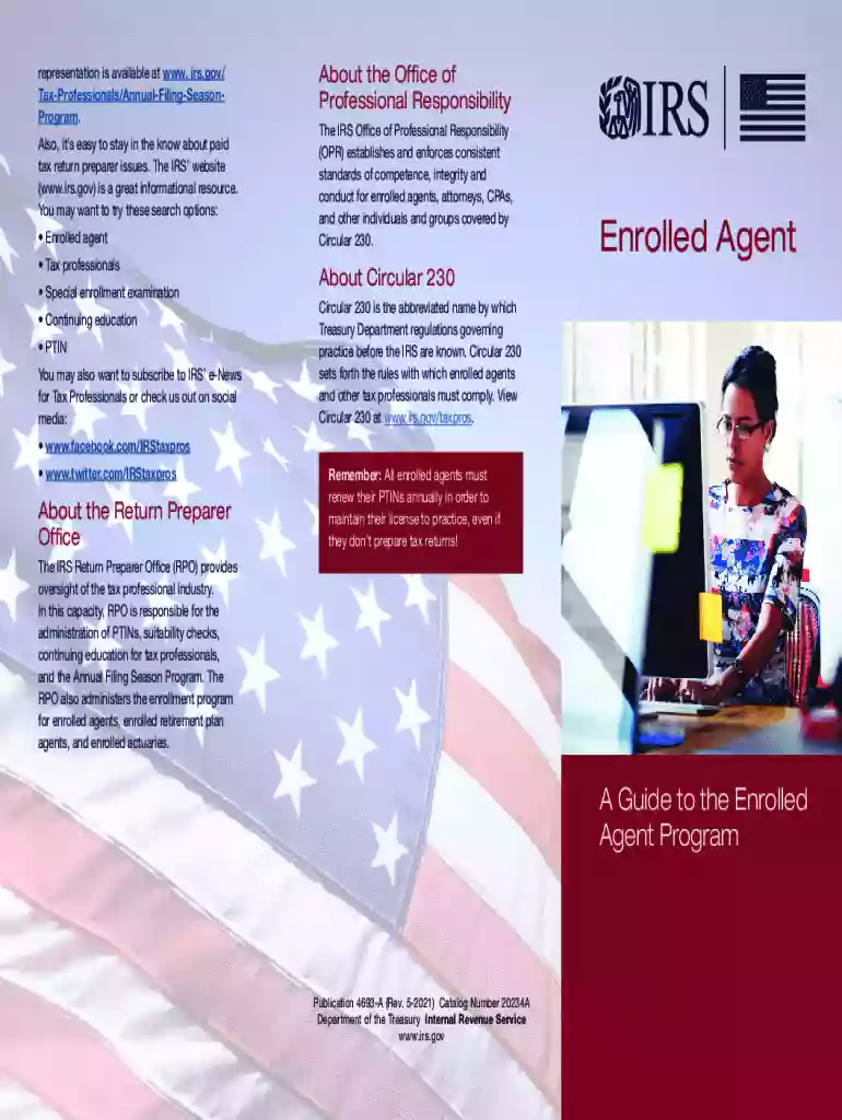 Publication 4693-A (Rev. 5-2021). Return Prepare Office (RPO) - Guide to the Enrolled Agent Program Preview on Page 1