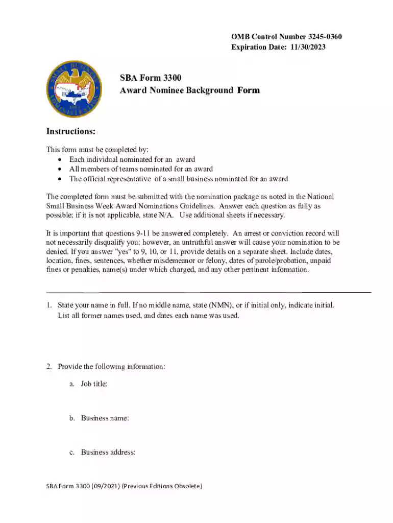 nomination award Preview on Page 1