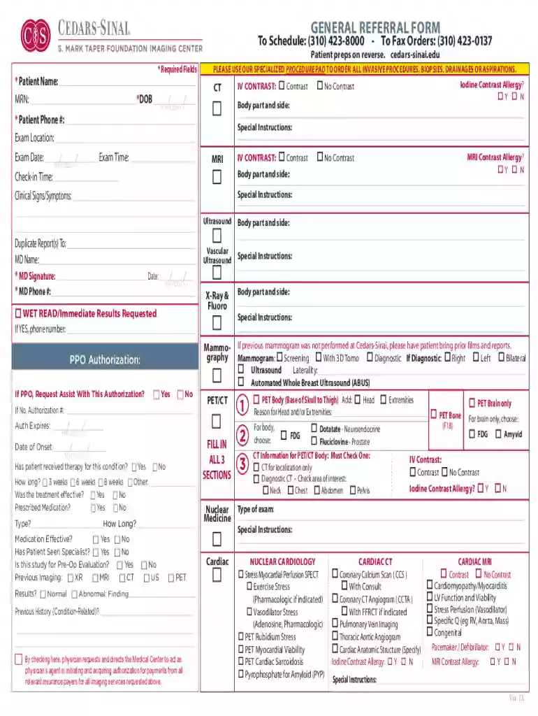 Fillable Online GENERAL REFERRAL FORM To Schedule: (310 Preview on Page 1