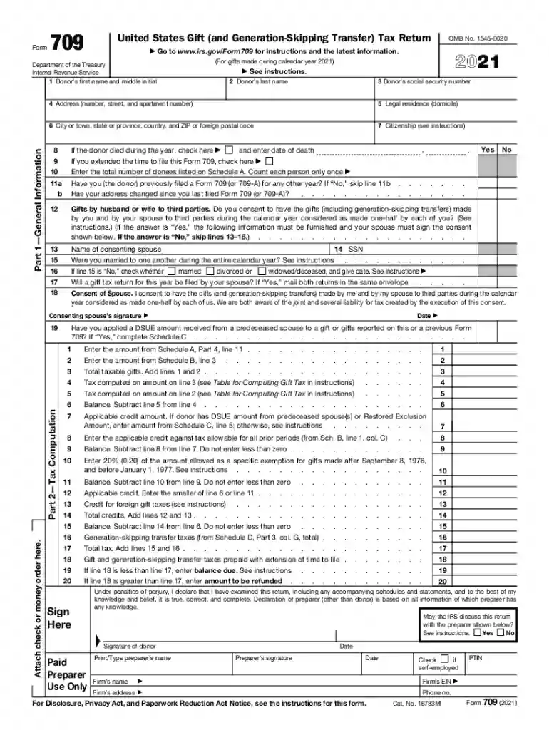 form 709 pdf Preview on Page 1