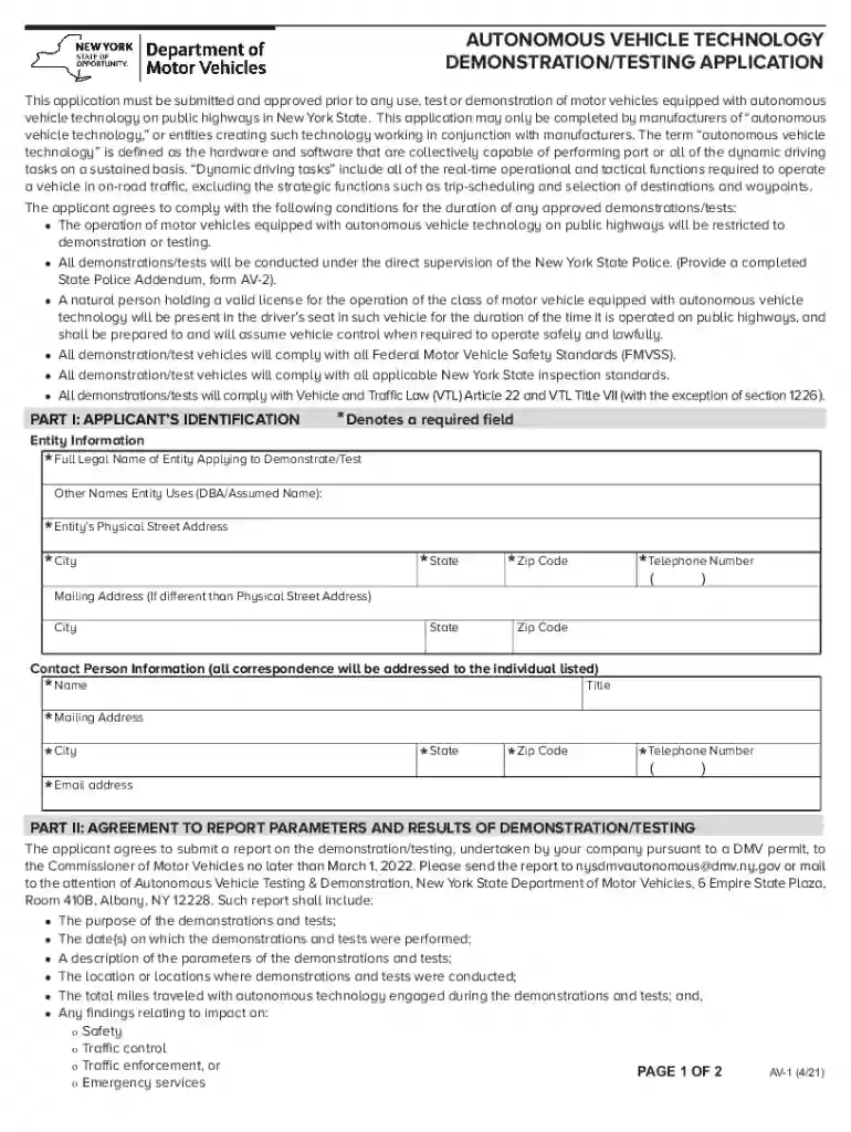 av autonomous form Preview on Page 1