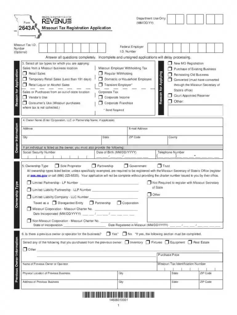 missouri sales tax application Preview on Page 1