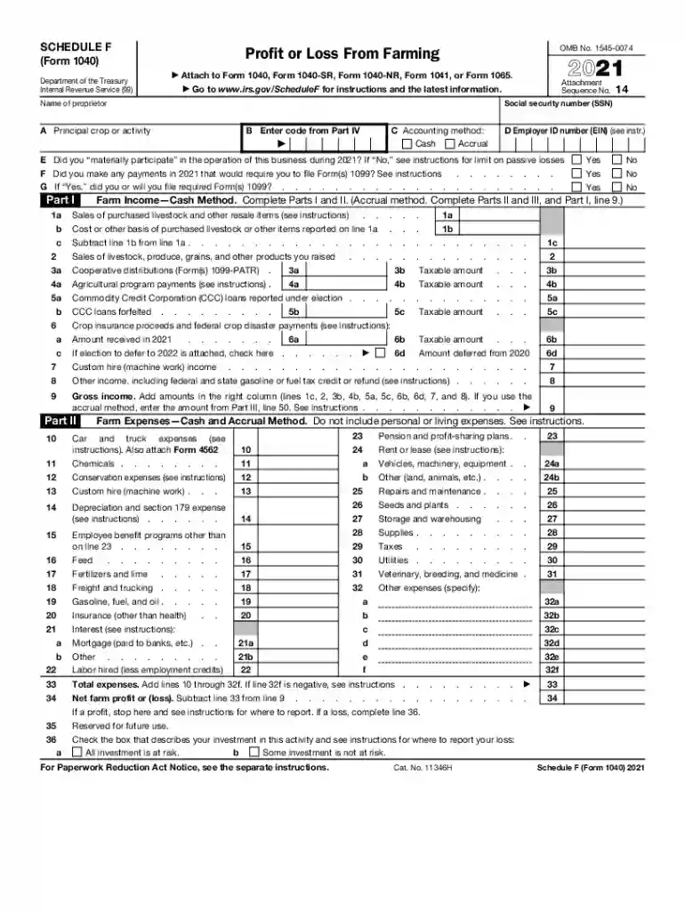2021 schedule f form Preview on Page 1