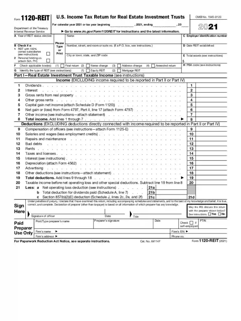 irs pubirs-pdf2020 Instructions for Form 1120-REIT - Internal Revenue Service Preview on Page 1