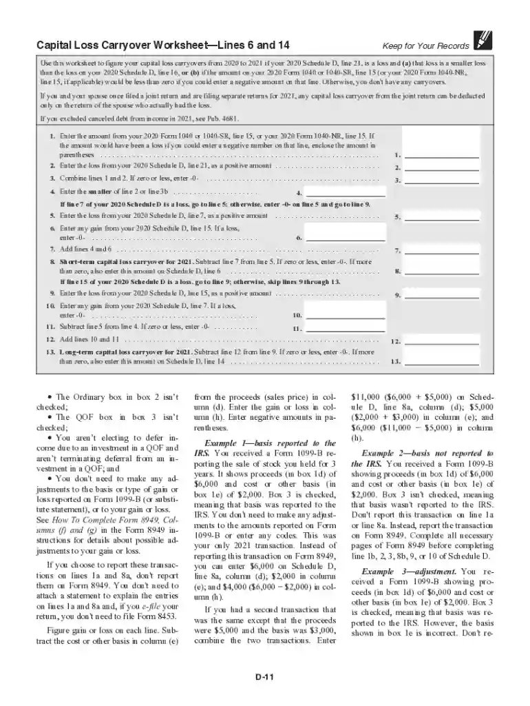 2021 irs schedule d instructions Preview on Page 1