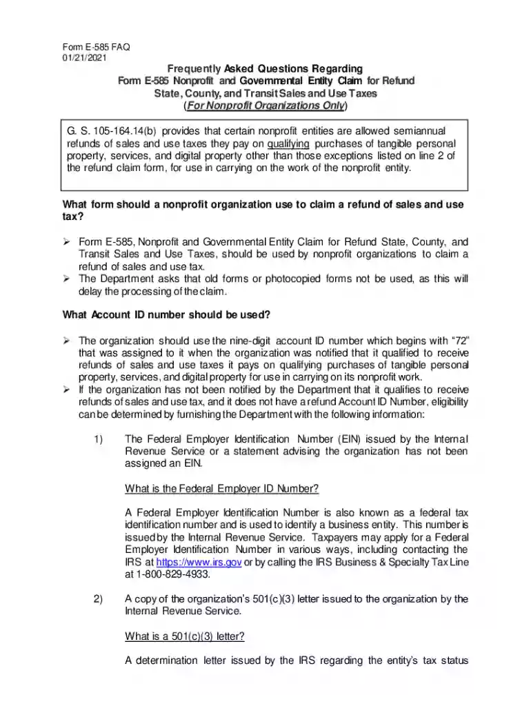 nc sales tax form e 585 Preview on Page 1