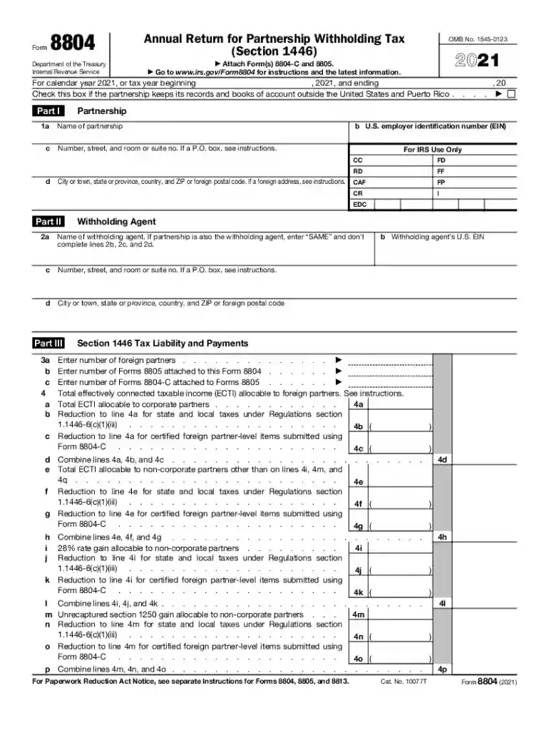 form 8804 Preview on Page 1
