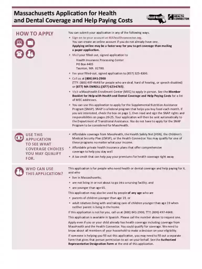 ma health form Preview on Page 1