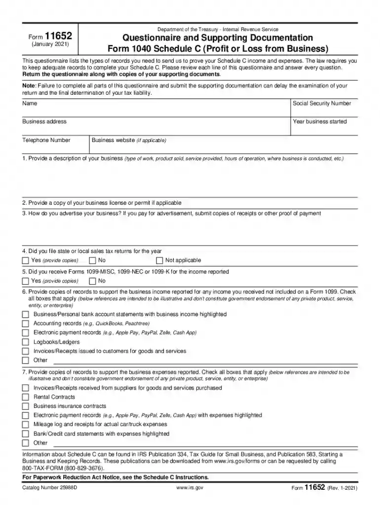form 11652 Preview on Page 1