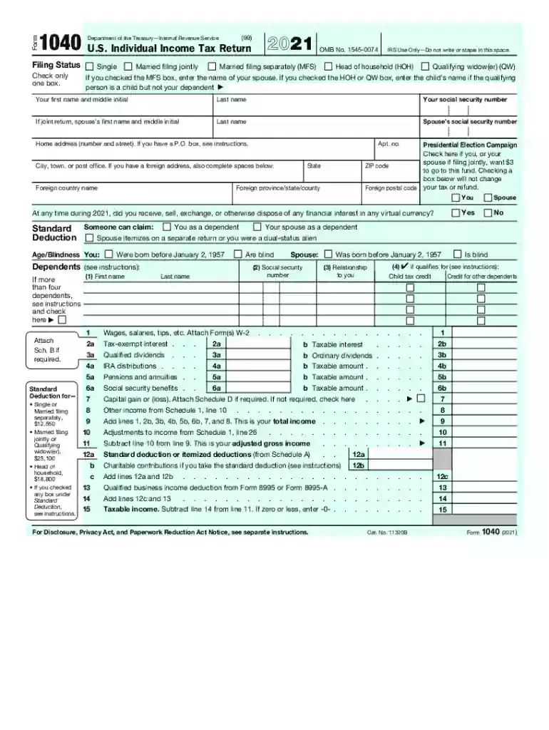 us 1040 form 2021 Preview on Page 1