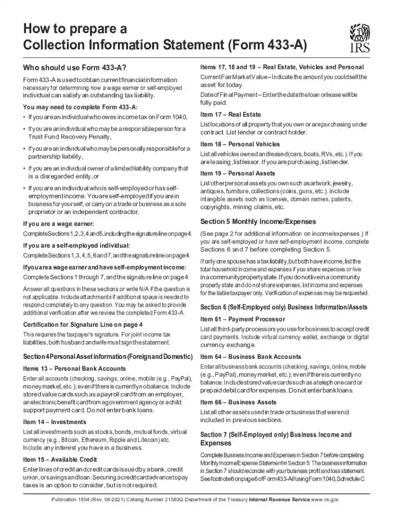 irs publication 1854 Preview on Page 1