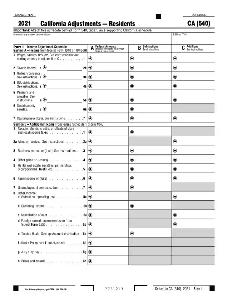 california itemized deductions worksheet Preview on Page 1