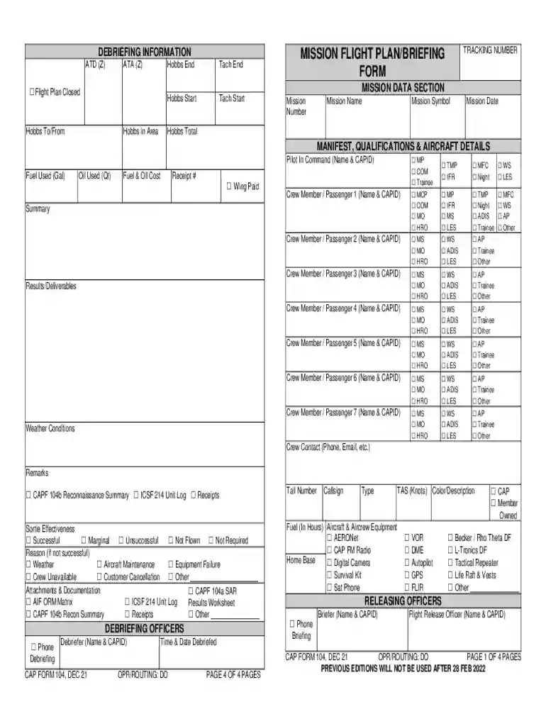 DEBRIEFING INFORMATION MISSION FLIGHT Preview on Page 1