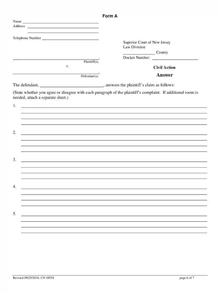 new jersey civil complaint sample Preview on Page 1