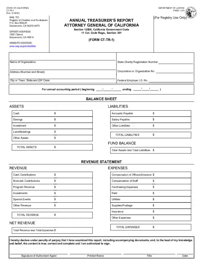 ANNUAL TREASURER'S REPORT ATTORNEY GENERAL OF Preview on Page 1