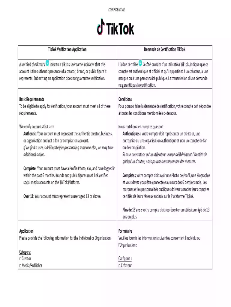tiktok verification application Preview on Page 1