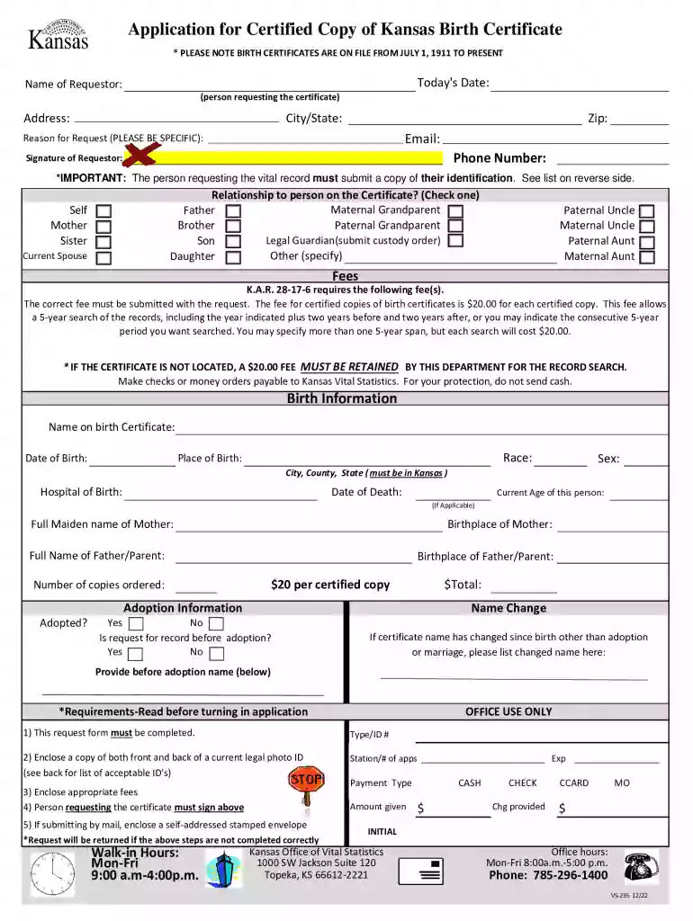 birth certificate kansas Preview on Page 1