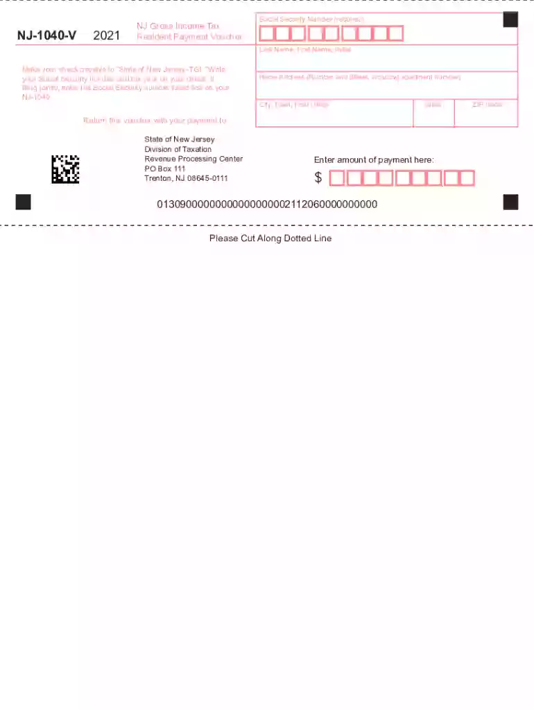 nj 1040 es payment voucher Preview on Page 1