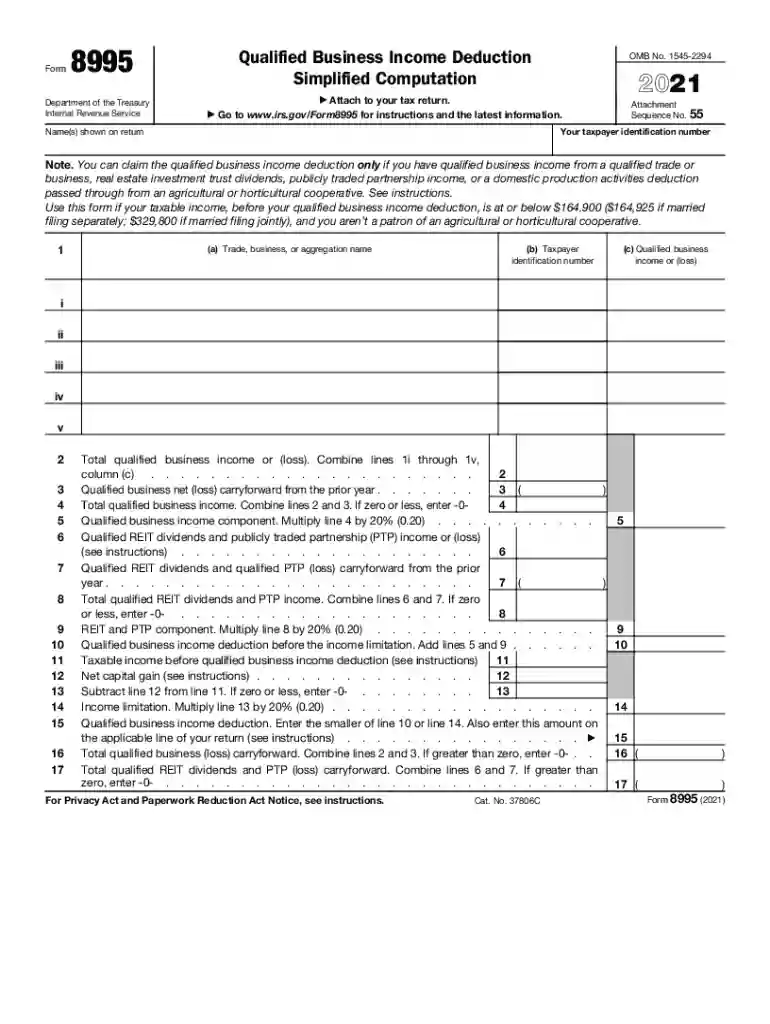 irs form 8995 Preview on Page 1