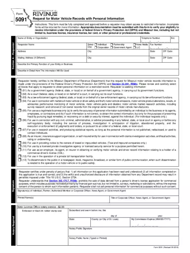 form 5091 missouri Preview on Page 1