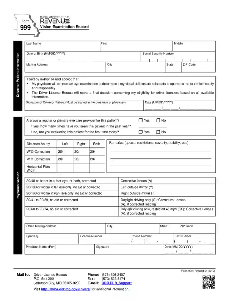 mo 999 form Preview on Page 1