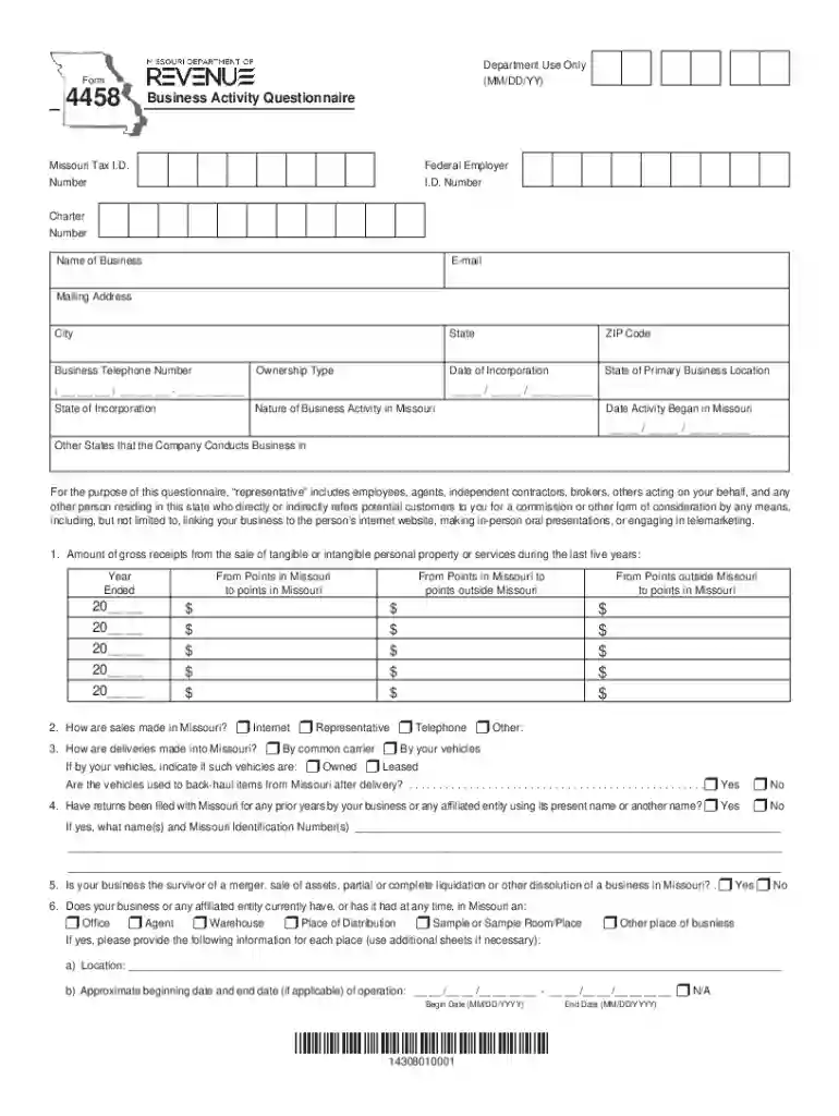 business activity questionnaire Preview on Page 1