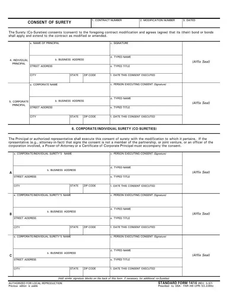 sf 1414 form Preview on Page 1