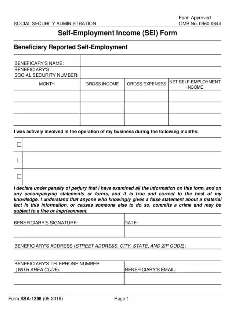 social self employment income Preview on Page 1