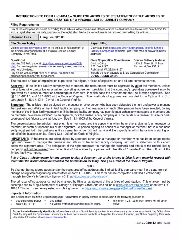 articles of organization va Preview on Page 1