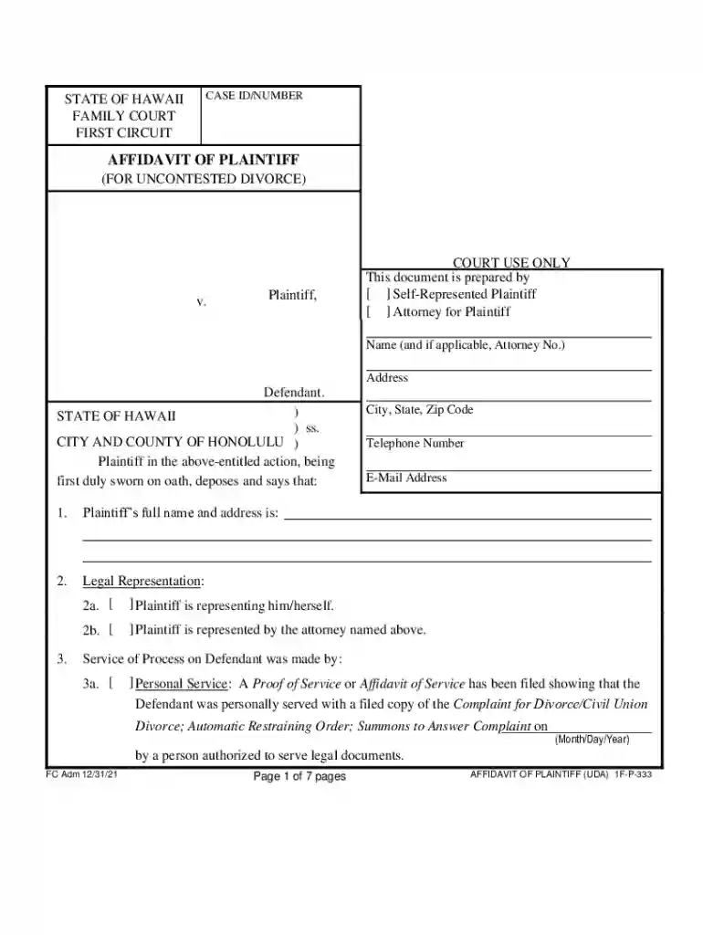 affidavit for proof of residence hawaii Preview on Page 1
