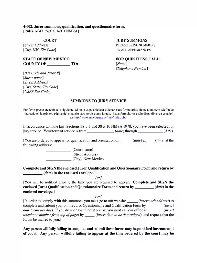 NM Form 4-602 Preview on Page 1