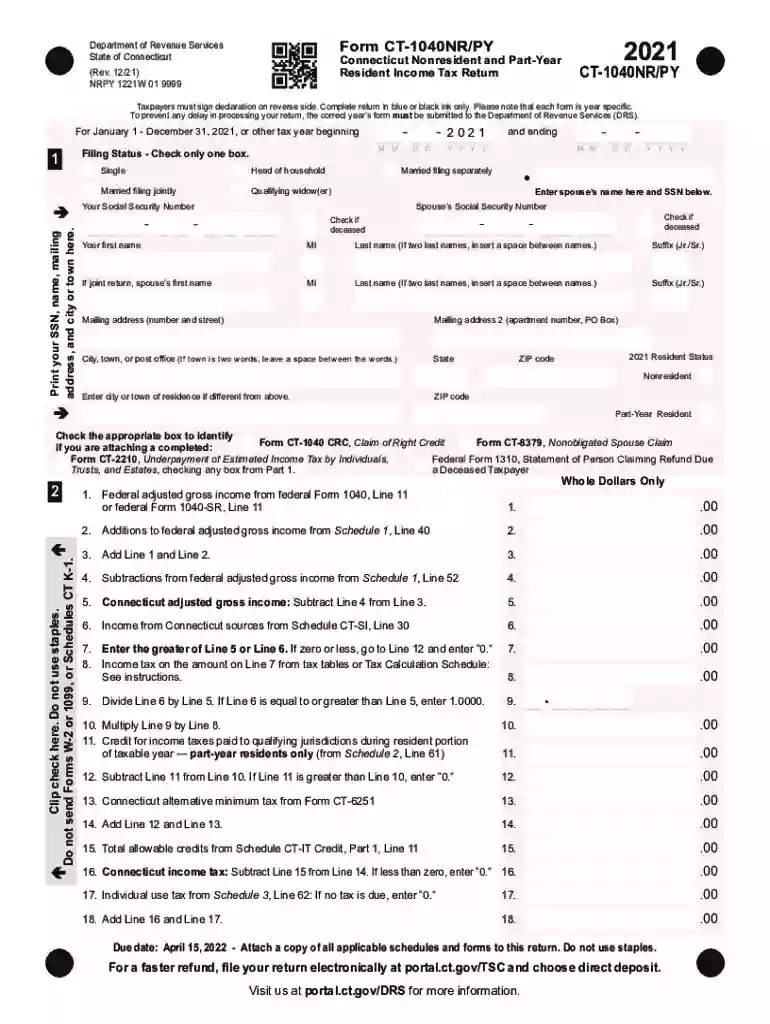 who must file form ct 1040nr py Preview on Page 1