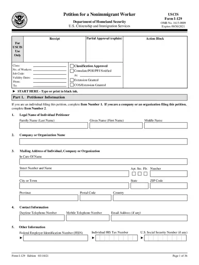 i 129 form pdf Preview on Page 1