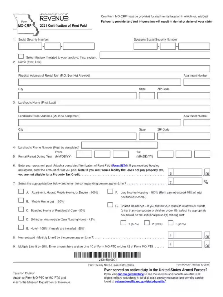 missouri rent rebate form 2021 Preview on Page 1