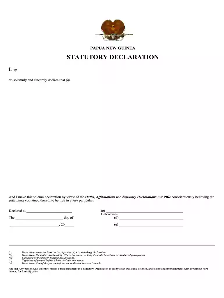 statutory declaration form png Preview on Page 1