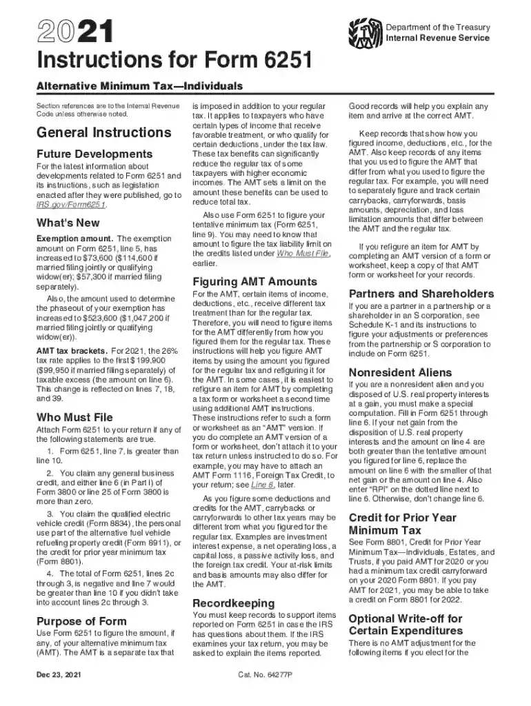2021 form 6251 Preview on Page 1