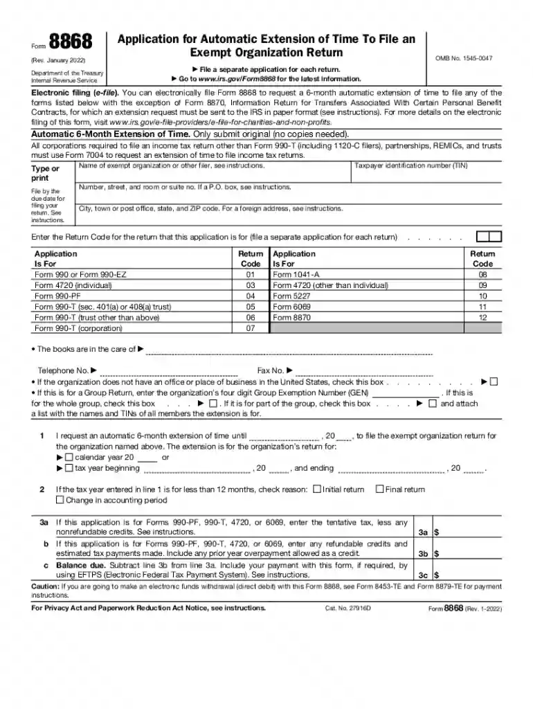 form 8868 instructions 2022 Preview on Page 1